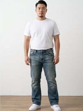 Lee Men's Straight Jeans in Faded Blue Denim